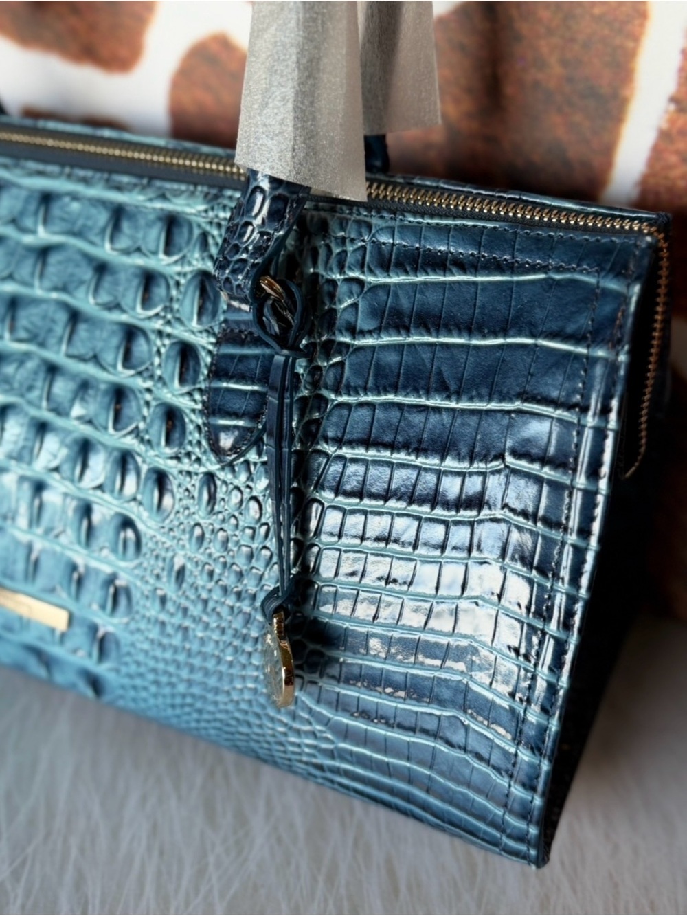 GORGEOUS BLUE Brahmin Sophia Retro Blue Melbourne bag NWT HTF - Picture 4 of 11